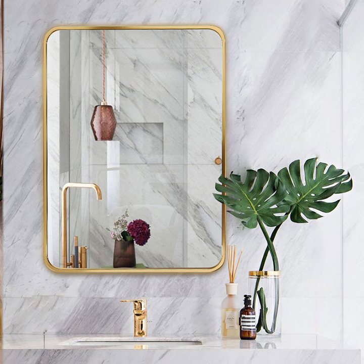 Gương Phòng Tắm Chữ Nhật Viền Màu Vàng 50x70cm