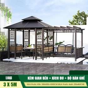 Gian đôi 3x5m + xích đu + bộ bàn ghế