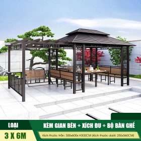 Gian đôi 3x6m + xích đu + bộ bàn ghế