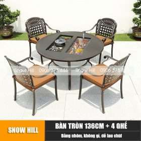 Bàn tròn 136cm + 4 Ghế