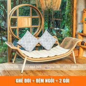 Ghế đôi + đệm ngồi + 2 gối