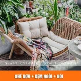 Ghế đơn + đệm ngồi + gối