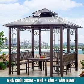 Nhà Chòi 3x3m + Ghế + Bàn + Tấm NLMT