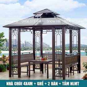 Nhà Chòi 4x4m + Ghế + 2 Bàn + Tấm NLMT