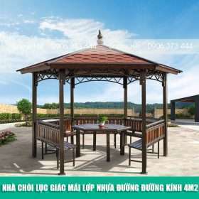 Nhà Chòi Lục Giác Mái Lợp Phủ Nhựa Đường Đường Kính 4m2