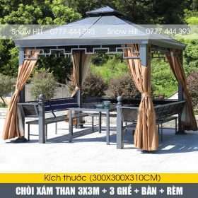 Chòi xám than 3x3m + 3 ghế + rèm